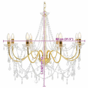 Lampadario con Perline Dorato 8 Lampadine