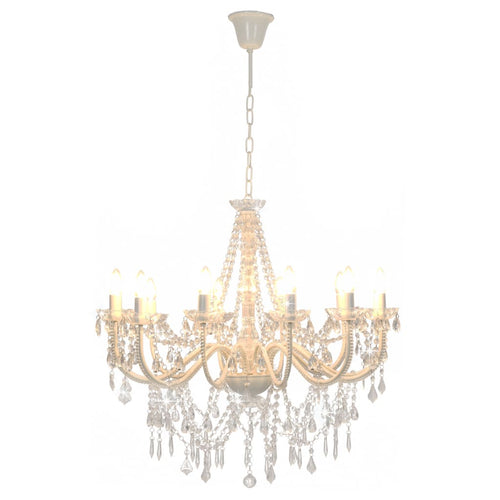Lampadario con Perline Bianco 12 Lampadine