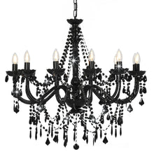 Laden Sie das Bild in den Galerie-Viewer, Lampadario con Perline Nero 12 Lampadine