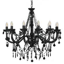 Laden Sie das Bild in den Galerie-Viewer, Lampadario con Perline Nero 12 Lampadine