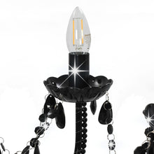 Laden Sie das Bild in den Galerie-Viewer, Lampadario con Perline Nero 12 Lampadine
