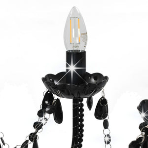 Lampadario con Perline Nero 12 Lampadine