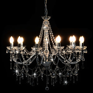 Lampadario con Perline Argento 12 Lampadine