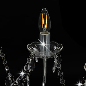 Lampadario con Perline Argento 12 Lampadine