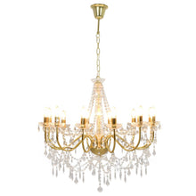 Charger l&#39;image dans la galerie, Lampadario con Perline Dorato 12 Lampadine