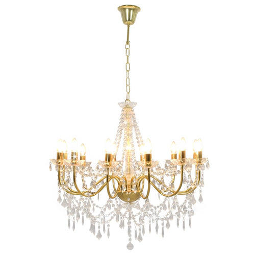 Lampadario con Perline Dorato 12 Lampadine