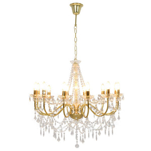 Lampadario con Perline Dorato 12 Lampadine