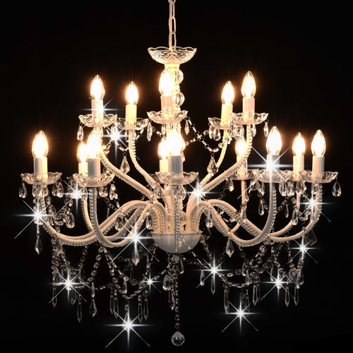 Candelabro a 2 Livelli Bianco 15 Lampadine