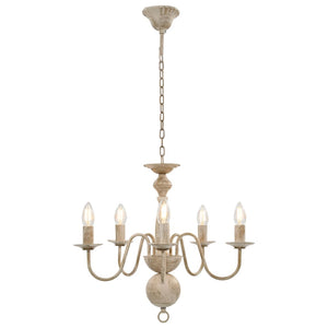 Candelabro Stile Anticato Bianco 5 Lampadine