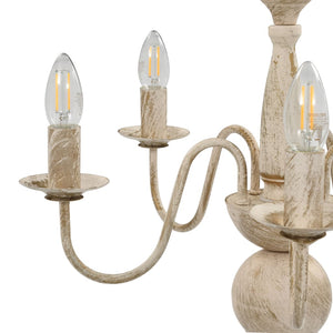 Candelabro Stile Anticato Bianco 5 Lampadine
