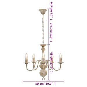 Candelabro Stile Anticato Bianco 5 Lampadine