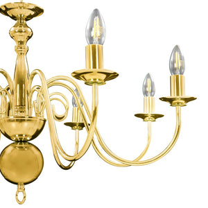 Lampadario Oro con 8 Lampadine