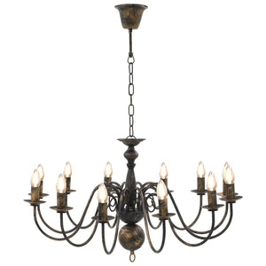 Candelabro Stile Anticato Nero 12 Lampadine