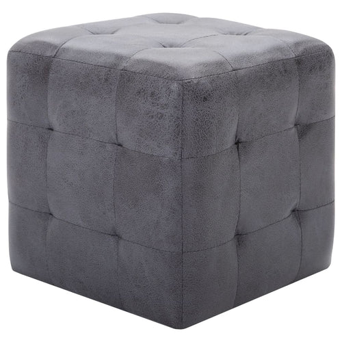 Comodini 2 pz Grigio 30x30x30 cm in Similpelle Scamosciata