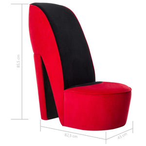 Poltrona a Forma di Scarpa con Tacco Alto in Velluto Rosso