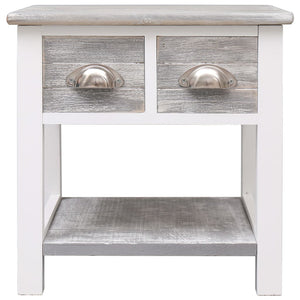 Mobiletto Grigio e Bianco 40x40x40 cm in Legno di Paulownia
