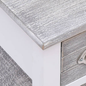 Mobiletto Grigio e Bianco 40x40x40 cm in Legno di Paulownia