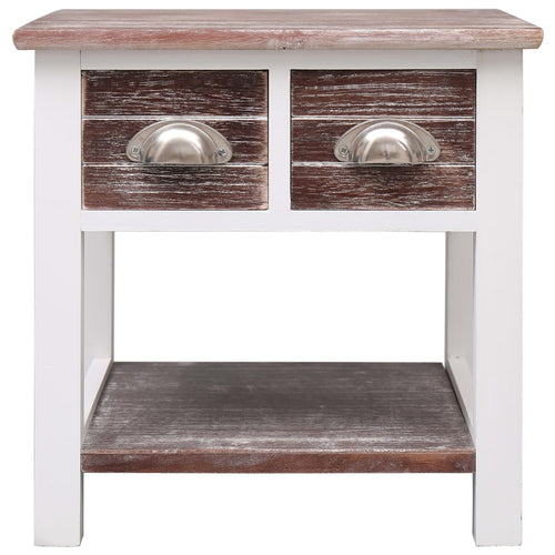 Mobiletto Marrone e Bianco 40x40x40 cm in Legno di Paulownia
