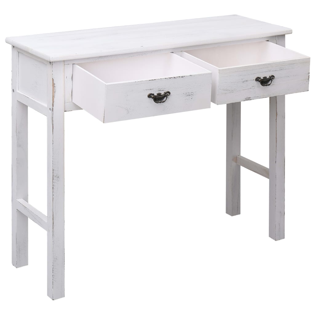 Tavolo Consolle Bianco Anticato 90x30x77 cm in Legno