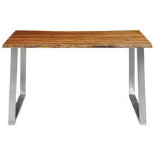 Indlæs billede til gallerivisning Tavolo da Pranzo 140x80x75cm Massello Acacia e Acciaio Inox