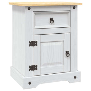 Comodino in Legno di Pino Messicano Corona Bianco 53x39x67 cm