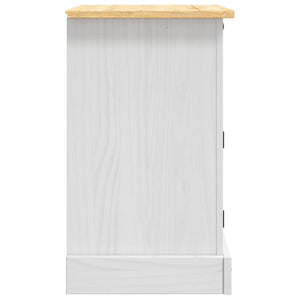 Comodino in Legno di Pino Messicano Corona Bianco 53x39x67 cm