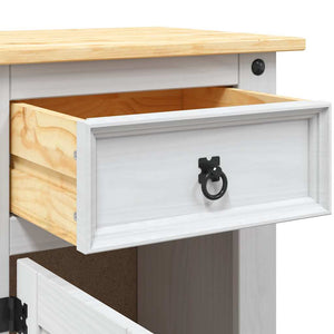 Comodino in Legno di Pino Messicano Corona Bianco 53x39x67 cm