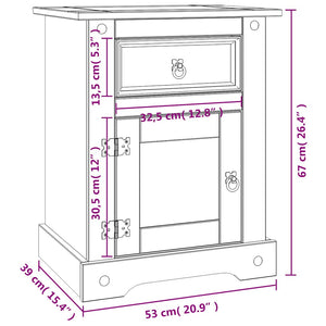 Comodino in Legno di Pino Messicano Corona Bianco 53x39x67 cm