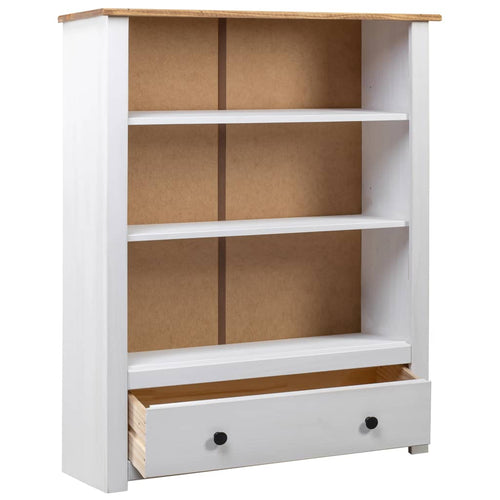 Libreria Bianca con cassettone 80x35x110 cm in Pino Massello