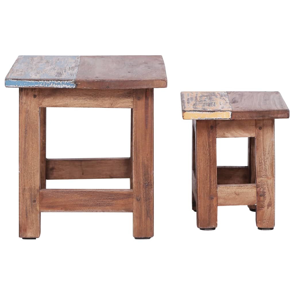 Tavolini Impilabili 2 pz in Legno Massello di Mogano