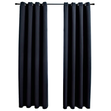 Carica l&#39;immagine nel visualizzatore di Gallery, Tende Oscuranti con Anelli in Metallo 2 pz Nere 140x225 cm