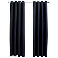 Carica l&#39;immagine nel visualizzatore di Gallery, Tende Oscuranti con Anelli in Metallo 2 pz Nere 140x245 cm