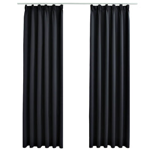Tende Oscuranti con Ganci 2 pz Nere 140x225 cm
