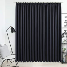 Carica l&#39;immagine nel visualizzatore di Gallery, Tenda Oscurante con Ganci Nera 290x245 cm