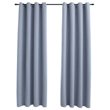 Carica l&#39;immagine nel visualizzatore di Gallery, Tende Oscuranti con Anelli in Metallo 2 pz Grigie 140x245 cm