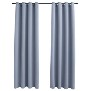 Tende Oscuranti con Anelli in Metallo 2 pz Grigie 140x245 cm