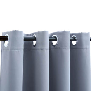 Tende Oscuranti con Anelli in Metallo 2 pz Grigie 140x245 cm