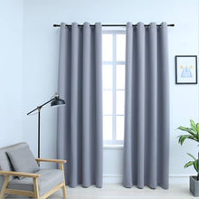 Carica l&#39;immagine nel visualizzatore di Gallery, Tende Oscuranti con Anelli in Metallo 2 pz Grigie 140x245 cm