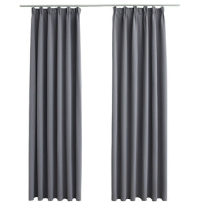 Tende Oscuranti con Ganci 2 pz Grigie 140x245 cm