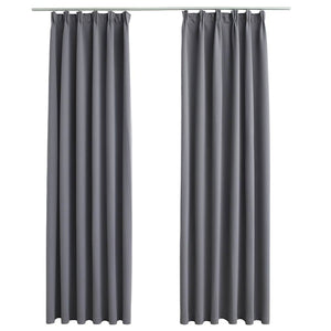 Tende Oscuranti con Ganci 2 pz Grigie 140x245 cm