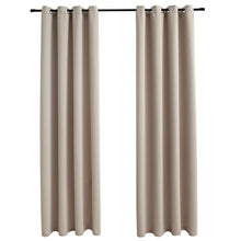 Carica l&#39;immagine nel visualizzatore di Gallery, Tende Oscuranti con Anelli in Metallo 2 pz Beige 140x225 cm