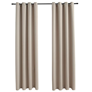 Tende Oscuranti con Anelli in Metallo 2 pz Beige 140x225 cm