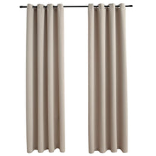 Carica l&#39;immagine nel visualizzatore di Gallery, Tende Oscuranti con Anelli in Metallo 2 pz Beige 140x245 cm