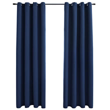 Carica l&#39;immagine nel visualizzatore di Gallery, Tende Oscuranti con Anelli in Metallo 2 pz Blu 140x175 cm