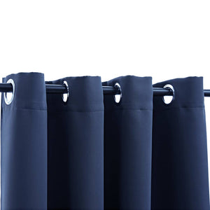Tende Oscuranti con Anelli in Metallo 2 pz Blu 140x175 cm
