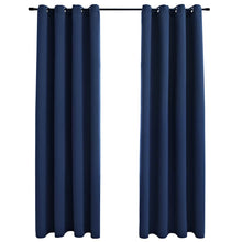 Carica l&#39;immagine nel visualizzatore di Gallery, Tende Oscuranti con Anelli in Metallo 2 pz Blu 140x225 cm