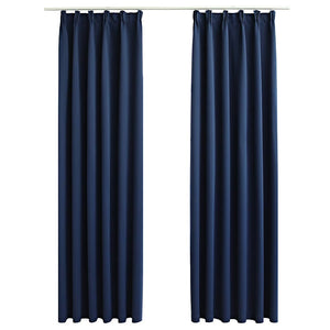 Tende Oscuranti con Ganci 2 pz Blu 140x225 cm