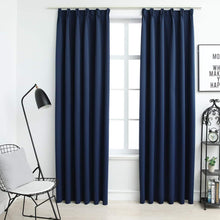 Carica l&#39;immagine nel visualizzatore di Gallery, Tende Oscuranti con Ganci 2 pz Blu 140x225 cm