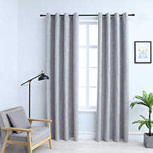 Carica l&#39;immagine nel visualizzatore di Gallery, Tende Oscuranti con Anelli in Metallo 2 pz Grigie 140x175 cm