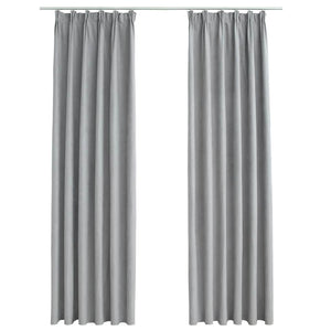 Tende Oscuranti con Ganci 2 pz Grigie 140x225 cm